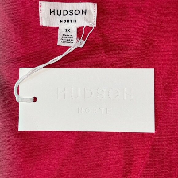 NWT Hudson North Fushsia Pink Red Linen Blend Wrap Belted Summer Dress Sz 2XL - Picture 4 of 15